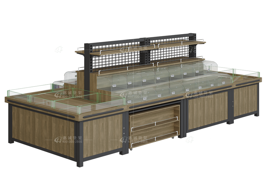 超市鋼木中島貨架圖片1-3